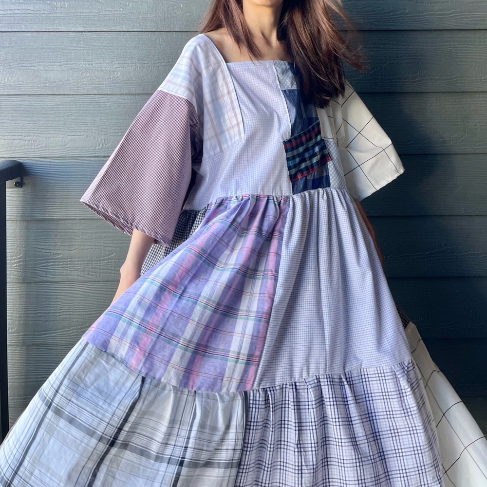Handmade Quilted Patchwork Plaid Dress SKU 01174 - Picture 11 of 16